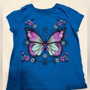 Children’s Place kids graphic blue butterfly short sleeve t-shirt. Kids M 7/8